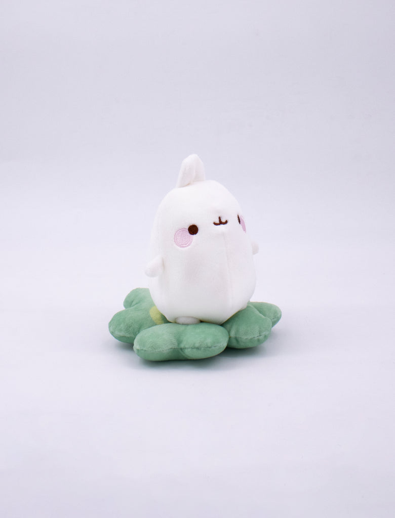Cute plushie Molang with Cloverleaf