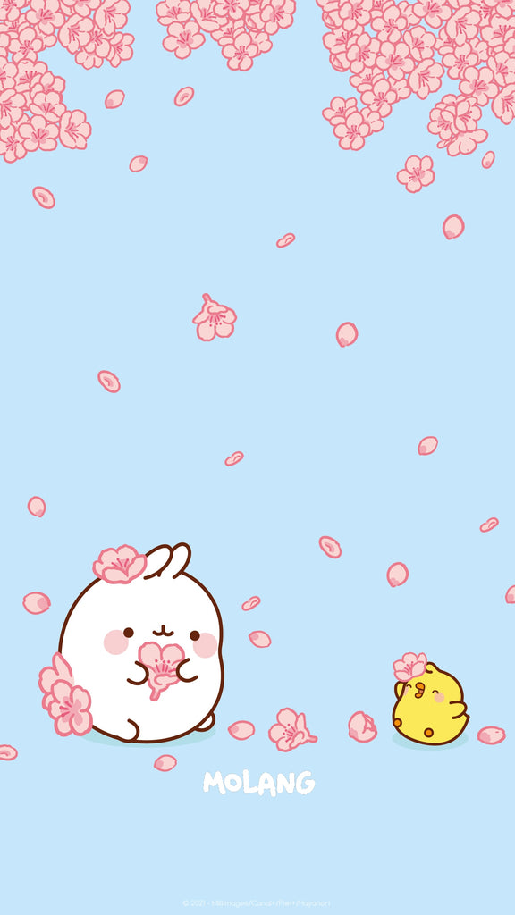 Molang kawaii background: hanami wallpaper for phone