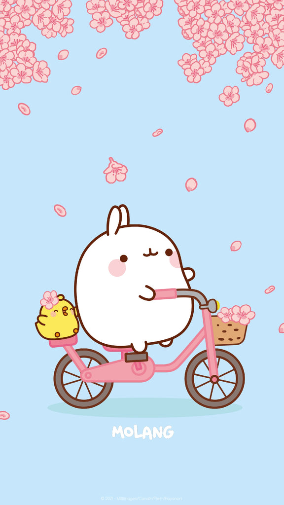 Molang kawaii background: cherry blossom wallpaper for phone