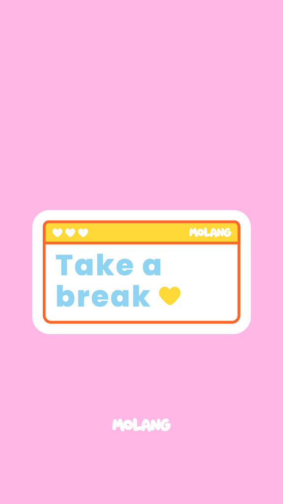 Molang kawaii background: it's ok to take a break wallpaper for phone