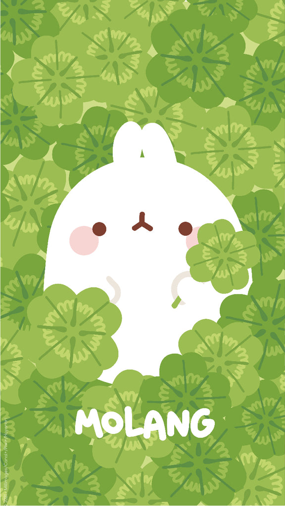 Molang kawaii background: clover wallpaper for phone