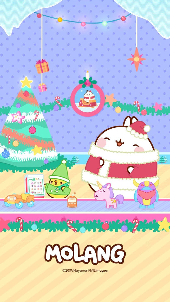 Molang kawaii background: Christmas wallpaper for phone