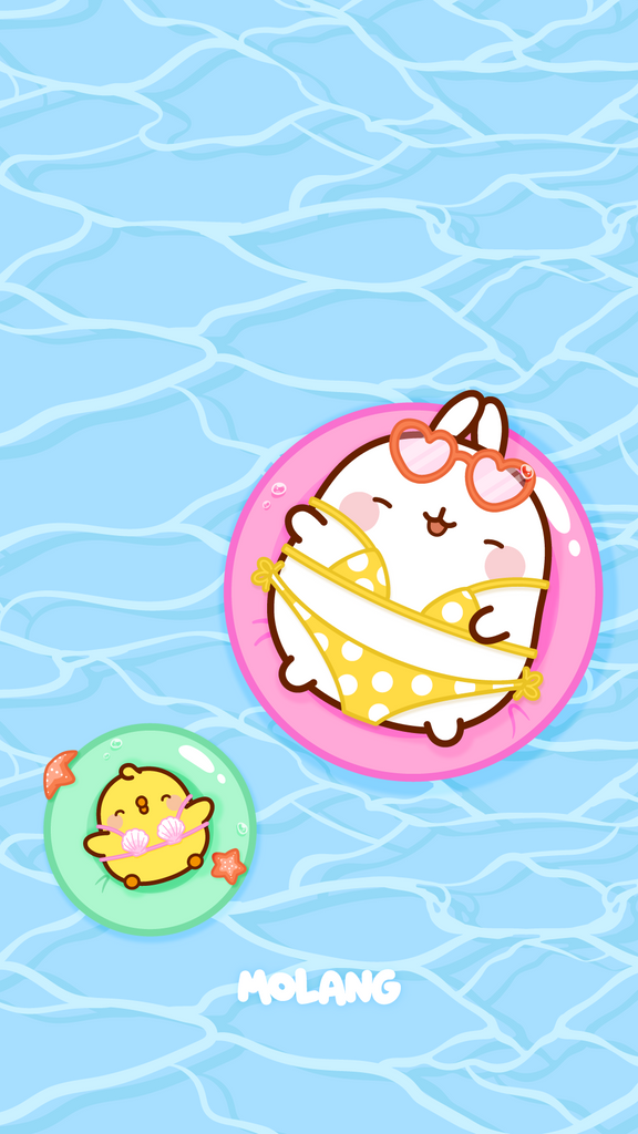 Molang kawaii background: pool wallpaper for phone