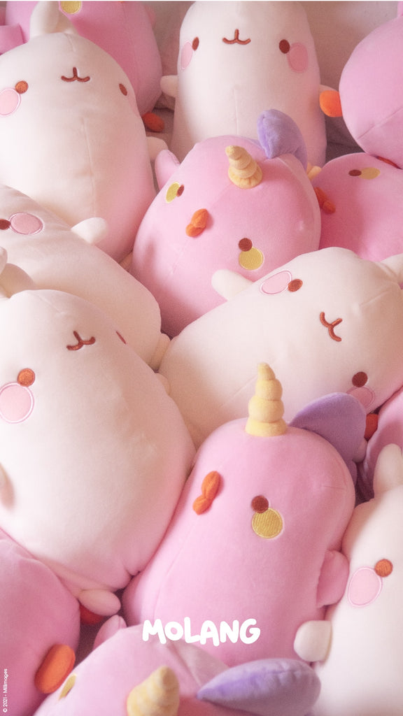 Molang kawaii background: Molang & Piu Piu plushies wallpaper for phone