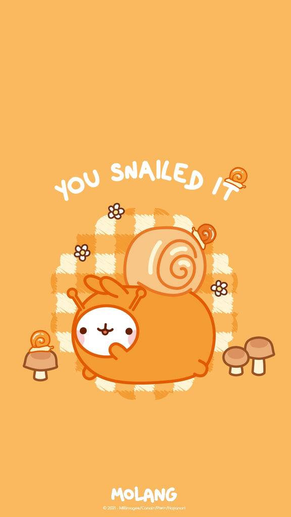Molang kawaii background: snail wallpaper for phone