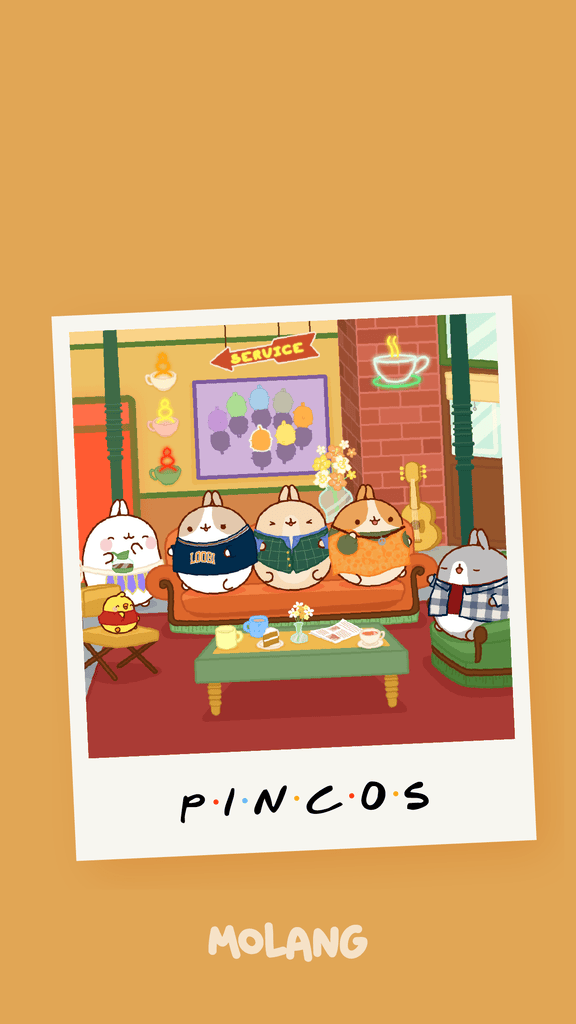 Molang kawaii background: Friends wallpaper for phone